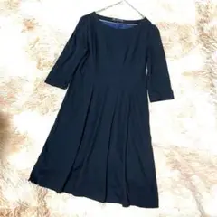 【greenlabelrelaxing】七分袖◆Aラインミモレ丈ワンピース◆40