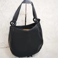 【美品】kitamura キタムラ ショルダー バッグ レザー ロゴ型押し 黒