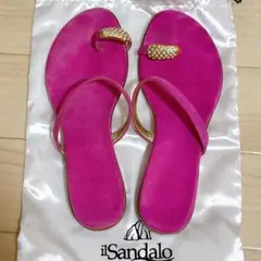 il Sandalo ビジュー付きピンクトングサンダル 38