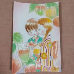 水彩画手描きイラスト　手のひらのほおずき