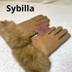 訳有　未使用　タグ　Sybilla シビラ　レザー　手袋　ラビットファー　20
