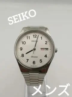 SEIKO セイコークロノス メンズ腕時計☆デイデイト付☆シルバー☆電池交換済み