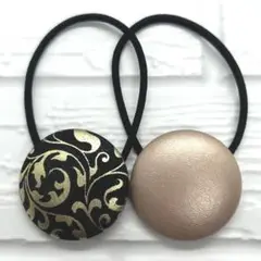 【349】ハンドメイド38mm くるみボタン　ヘアゴム