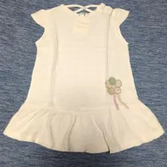 ブランシェス/BRANSHES★ホワイト半袖フリル付きワンピース★新品難あり