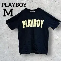 PLAYBOY【M】ロゴプリント 半袖Tシャツ 黒