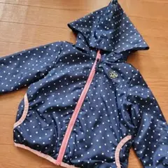 【90cm】トイザらス ネイビー ドット柄 フード付き シャカシャカ ジャンパー