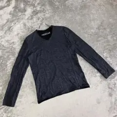 【アルミュール】（M）Tシャツ メランジ カジュアル Vネック 馬革使用 長袖