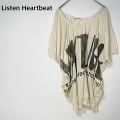 LISTEN HEARTBEAT 変形トップス デザインカットソー コットン混