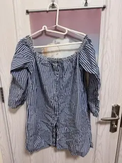 ZARA オフショルダー ボーダー柄ベビードールワンピース予約販売10/8発送