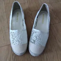 CAVOUR ホワイト フラットシューズ LLサイズ