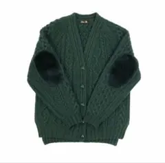 ドゥロワー 19SS アラン編み ミンクパッチ カーディガン グリーン