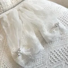 Cherie ウェディング　ショートグローブ レース　パールビーズ付き