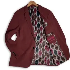 セール中⚡美品✨ZARA MAN テーラードジャケット 裏地総柄 ボルドー