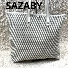 SAZABY サザビー 肩掛　A4収納　幾何学柄 PVC×本革 トートバッグ
