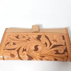 R141　ハンドメイド 花柄レザー財布