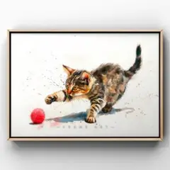A4 猫03 水彩画風 かわいい インテリアアート　インテリアポスター