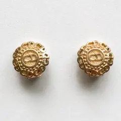 極美品 クリスチャンディオール CDロゴ イヤリング 透かし サークル ゴールド