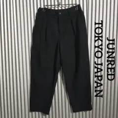 ジュンレッド ワイド タックパンツ スラックス 黒 ブラック