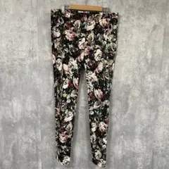 ZARA BASIC ザラベーシック　ストレッチパンツ　花柄　フラワー柄　L