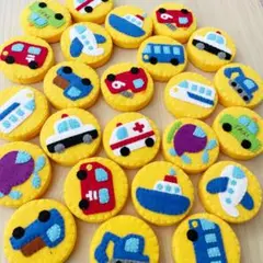 ハンドメイド◆働く乗り物　絵合わせ積み木◆フェルト　パトカー　消防車　救急車