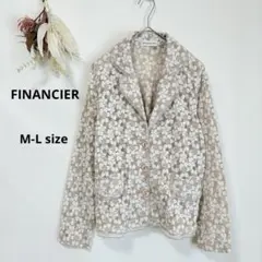 フィナンシェ　FINANCIER テーラードジャケット　花柄　レース　刺繍　ML