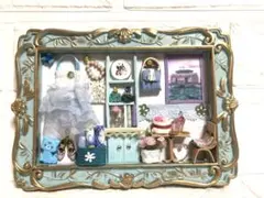 ミニチュアフレーム　ハンドメイド ブルーのお部屋　エコクラフト　おしゃれ雑貨
