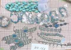166⭐︎ジャンク品　バラしてハンドメイド素材におすすめ！ターコイズ色アクセ
