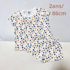 PETITBATEAU プチバトー　プリント半袖パジャマ　花柄　2ans/86