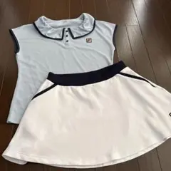 FILA テニスウェアセット 水色シャツと白スカート セット