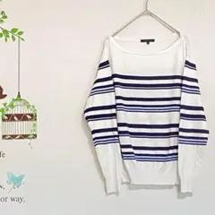 m.f.editorial/ ボーダーニット長袖 ボートネック L