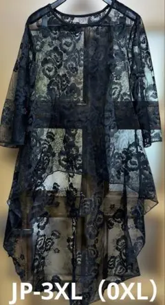 新品同様 JP-3XL（0XL）黒 レース トップス 透け感あり 大きいサイズ