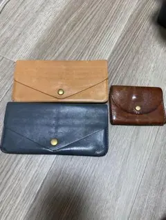 レザー製封筒型財布3点セット