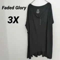 送料込❤Faded Glory【3X】 ブラックノースリーブチュニック ゆったり