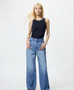 ライトブルーワイドレッグデニム