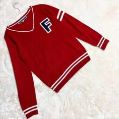 ジエンポリアム ＊ 美品 ニット セーター チルデンニット 赤 (M) ワッペン