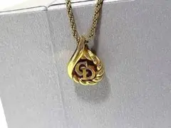 【極美品】Dior クリスチャンディオール ロゴネックレス ねじれ ゴールド 雫