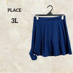 ネイビー フレアスカート キュロット付 シンプル ハンドメイド 生地 【3L】