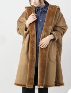 vachement ♡ フーデッドフェイクムートンコート