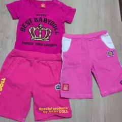 値下げBABY DOLL　Tシャツ ピンクショートパンツ2セット90cm