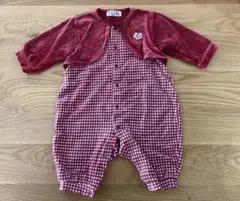 ELLE 赤いチェック柄ロンパース 冬 70