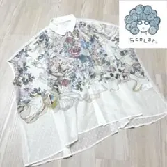 SCOLAR 花柄 ノースリーブシャツ ブラウス 白 花柄