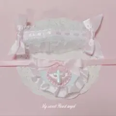 ヘッドドレス　スタイ　ぬいぐるみ　ぬい　ぬい服　十字架　ハート　ピンク