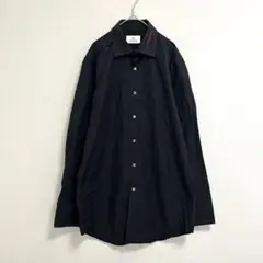 カルバンクレイン ロゴ刺繍 長袖 Yシャツ 【L】 メンズ 黒 コットン