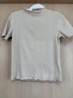 GU ベージュ リブ編み Tシャツ