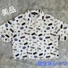 美品 おしゃれ シャツ 個性的 希少 ブラウス 半袖Yシャツ 韓国 ヴィンテージ
