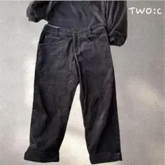535＊トゥーシー【42】クロップドパンツ　大きめ　黒　ベロア　シンプル