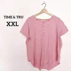 TIME & TRU ピンク チュニック 【XXL】半袖　Tシャツカットソー
