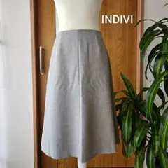 INDIVI グレー フレアスカート 約62cm Mサイズ