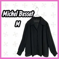 美品　[Mihel Besset] シアー　冠婚葬祭　ブラウス　ブラック　上品