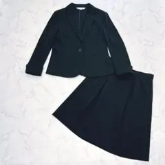 【極美品】組曲 洗える 背抜き スカート セットアップ 3 ネイビー